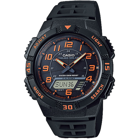 Casio AQS800W-1B2V | Analog-Digital Black and Orange Watch