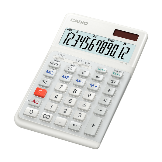 Casio JE-12E-WE Compact Ergonomic Calculator