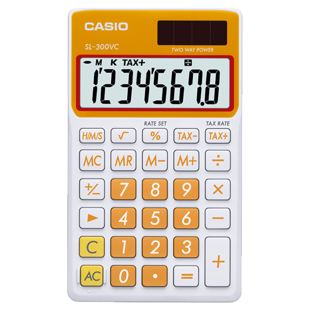 Casio SL300VC-OE | Orange and White Portable Calculator