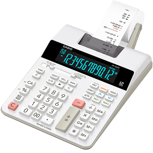 Casio HR-300RC Illuminated LCD Printing Calculator | Printing Calculator - Backlit LCD Display