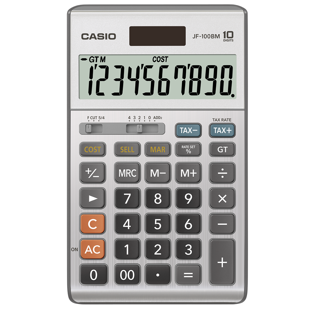 Casio JF-100BM | 10-Digit Solar 2-Way Power LCD Calculator
