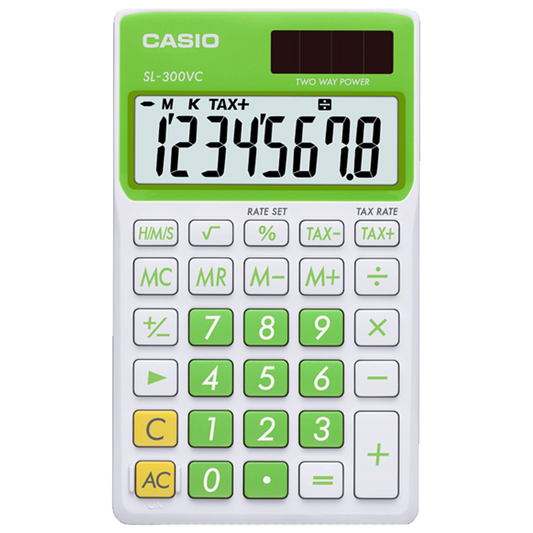 Casio SL300VC-GN | Lime Green and White Portable Calculator